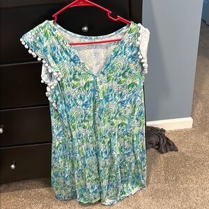 Lilly Pulitzer Flutter Sleeve Blue and Green Tunic